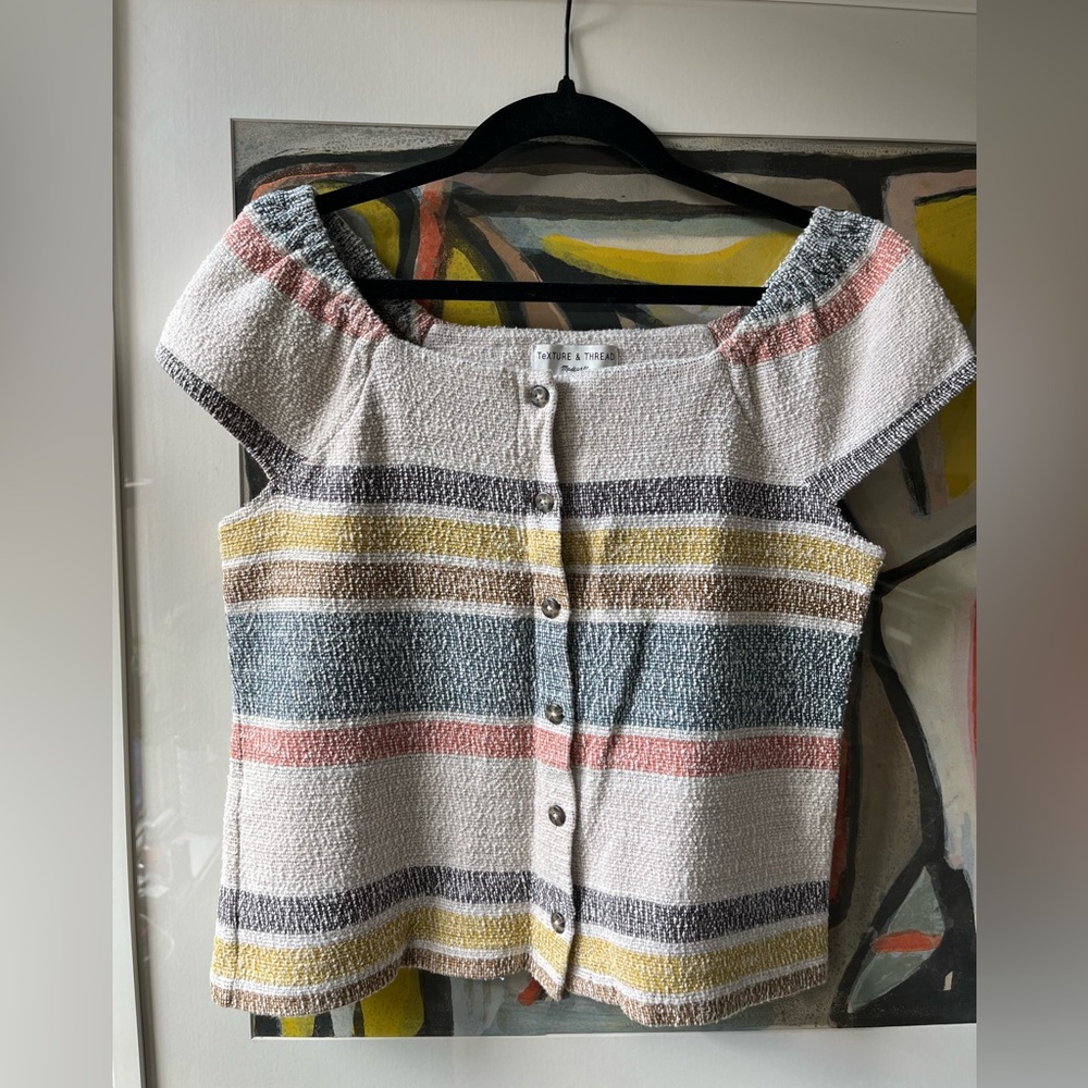 NWOT Texture & Thread Button Front Top in Stripe S
